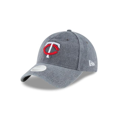 Grey Minnesota Twins Hat - New Era MLB Faded Denim 9TWENTY Adjustable Caps USA4598067